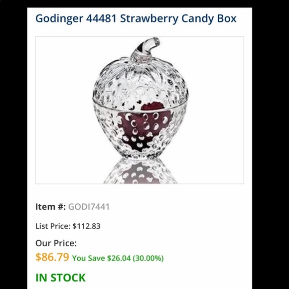 Godinger Studio Crystal Strawberry Box #44482 - Picture 5 of 6
